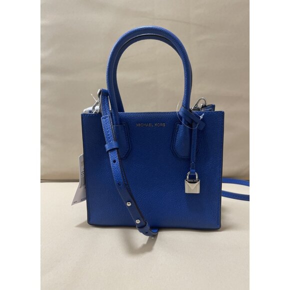 NWT Michael Kors Mercer Medium Messenger Crossbody Leath Bag in Electric Blue - Picture 2 of 8